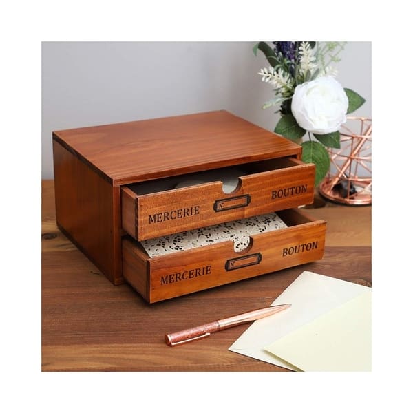 Shop Small Wood Desktop Organizer Storage Box With Drawers French