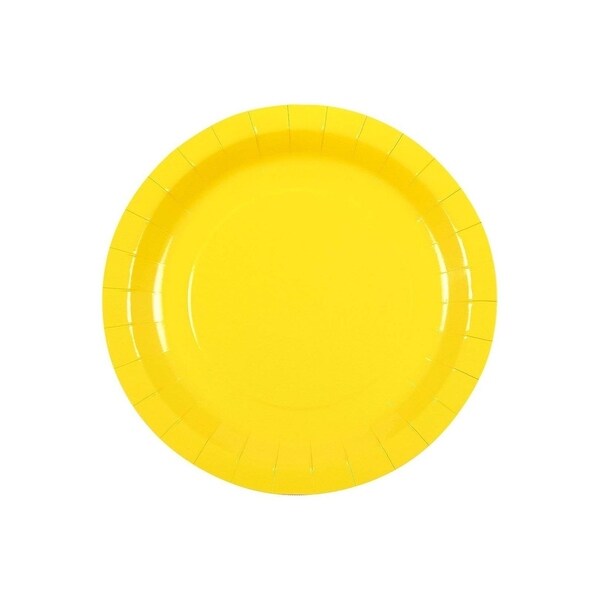 yellow paper plates and napkins