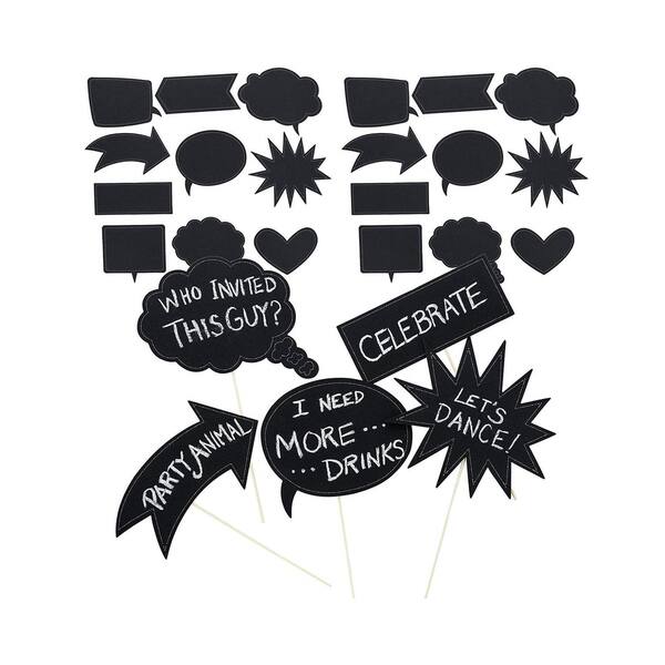 60Pack Writable Chalkboard Photo Booth Props for Weddings Parties