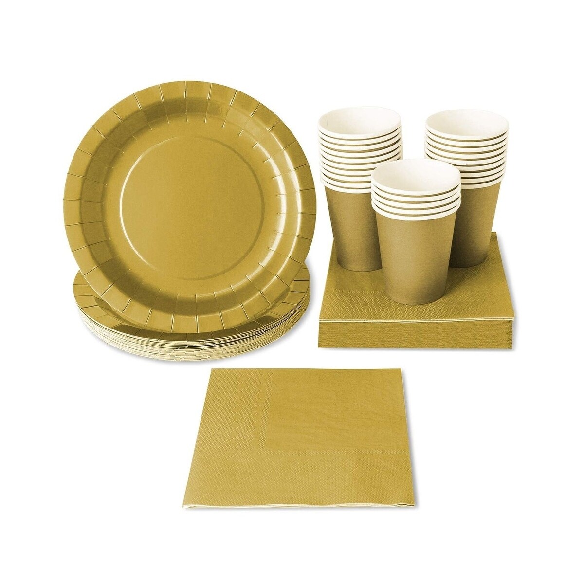 gold paper plates and napkins
