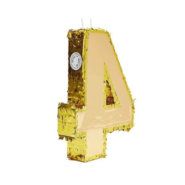 Gold Foil Number 1 Pinata for 1st Birthday Party Decorations, Centerpieces,  Anniversary Celebrations (Small, 16 x 3 x 10 In)