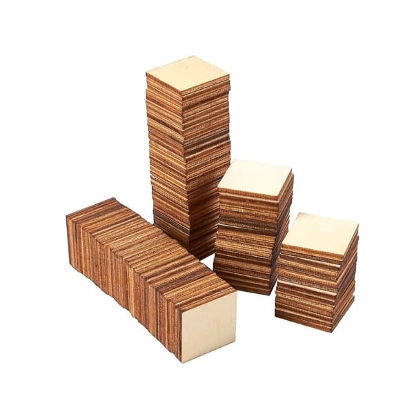 Unfinished Wood Pieces, 100-Pack Wooden Squares Cutout Tiles for Crafts, 1  x 1 - Bed Bath & Beyond - 29050679