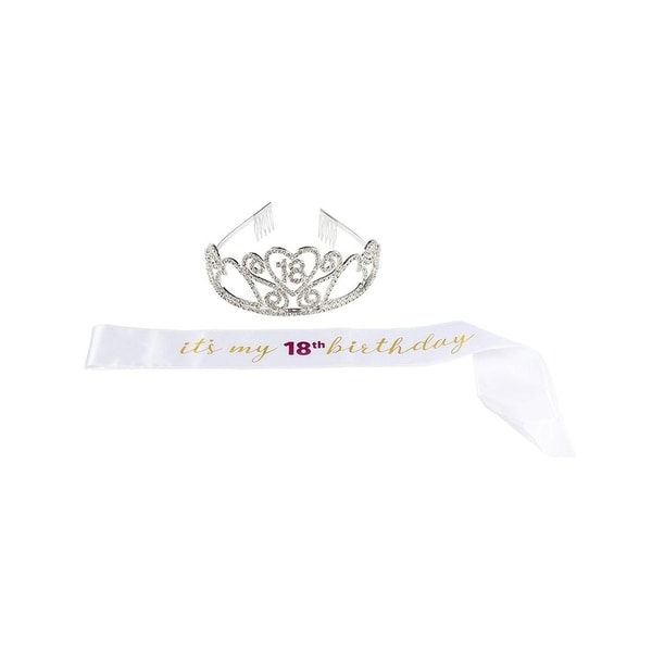 18th Birthday Rhinestone Queen Tiara with It's My 18th Birthday Sash