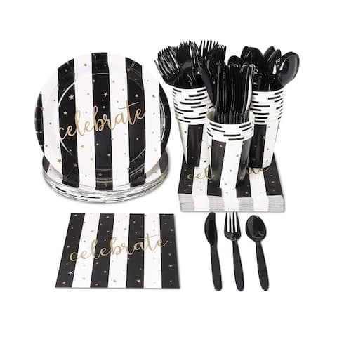 24 Set Party Supplies Dinnerware Knives Spoon Fork Plates Napkin Cups, Celebrate
