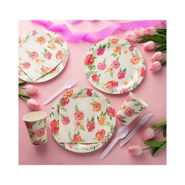 floral disposable tableware