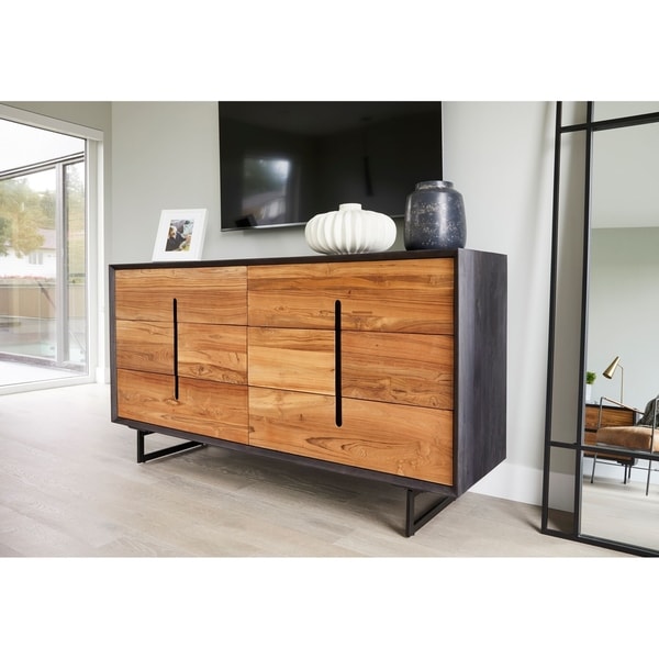 Aurelle Home Light Brown Reclaimed Modern Dresser