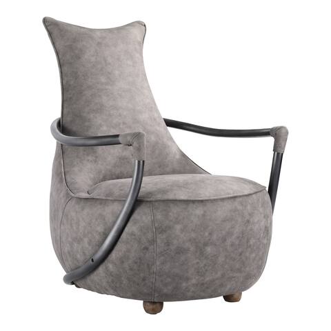 Aurelle Home Grey Modern Soft Leather Club Chair