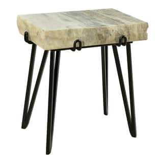 Aurelle Home Rectangle Solid Marble Modern Accent Table