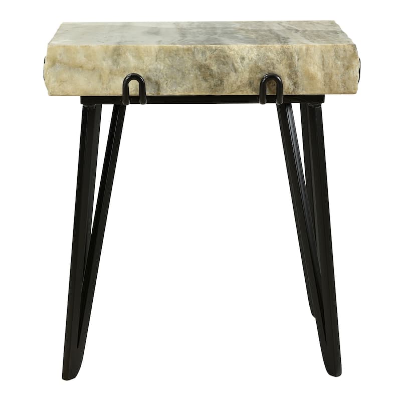 Aurelle Home Rectangle Solid Marble Modern Accent Table