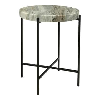 Aurelle Home Round Marble and Iron Modern Accent Table