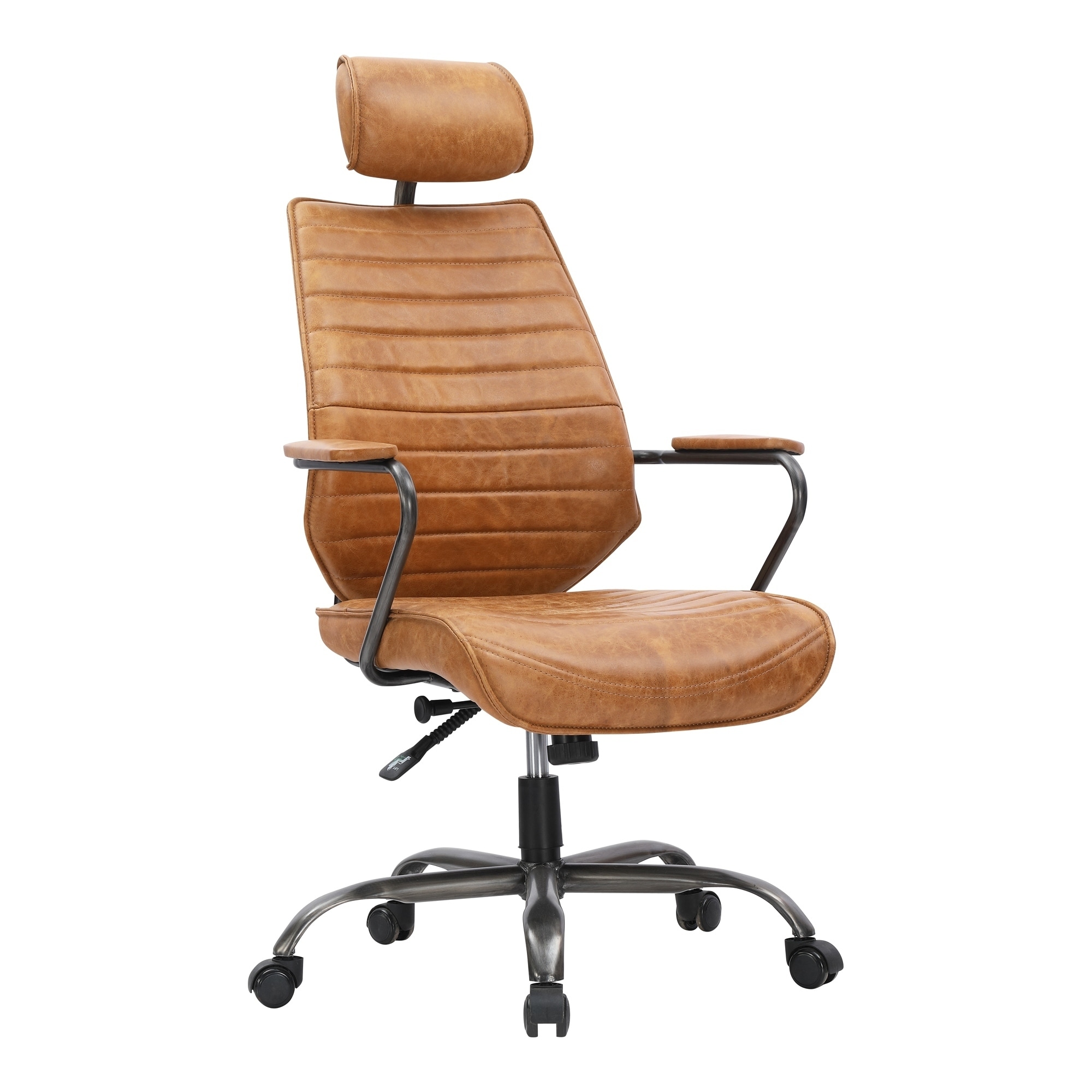 Shop Aurelle Home Orange Leather And Iron Modern Office Chair On