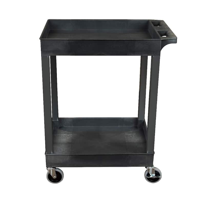 24" x 18" Plastic Utility Tub Cart- Two Shelf Black - N/A