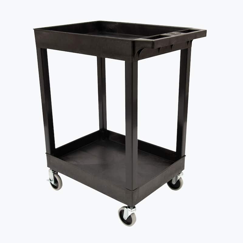 24" x 18" Plastic Utility Tub Cart- Two Shelf Black - N/A