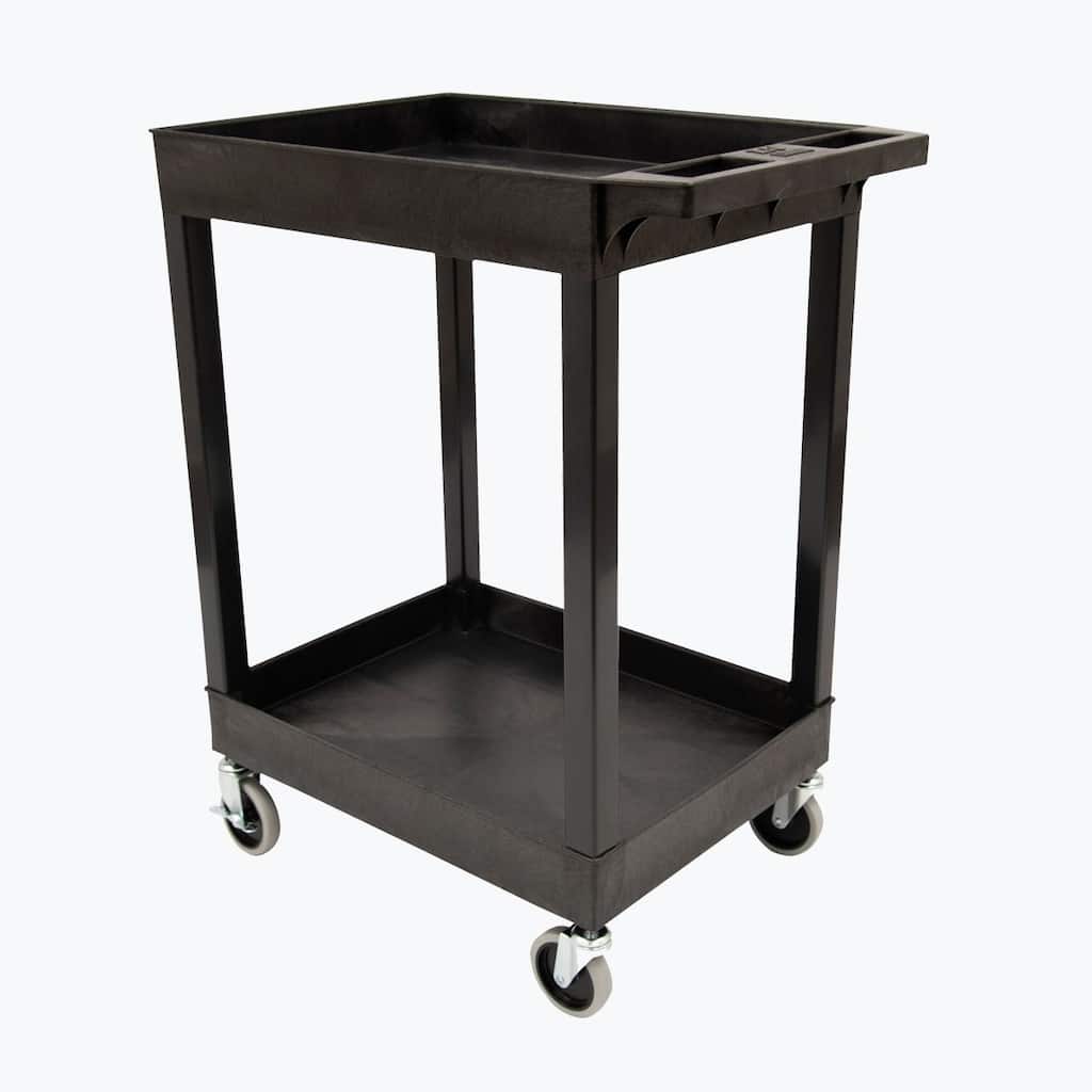 24" x 18" Plastic Utility Tub Cart- Two Shelf Black - N/A