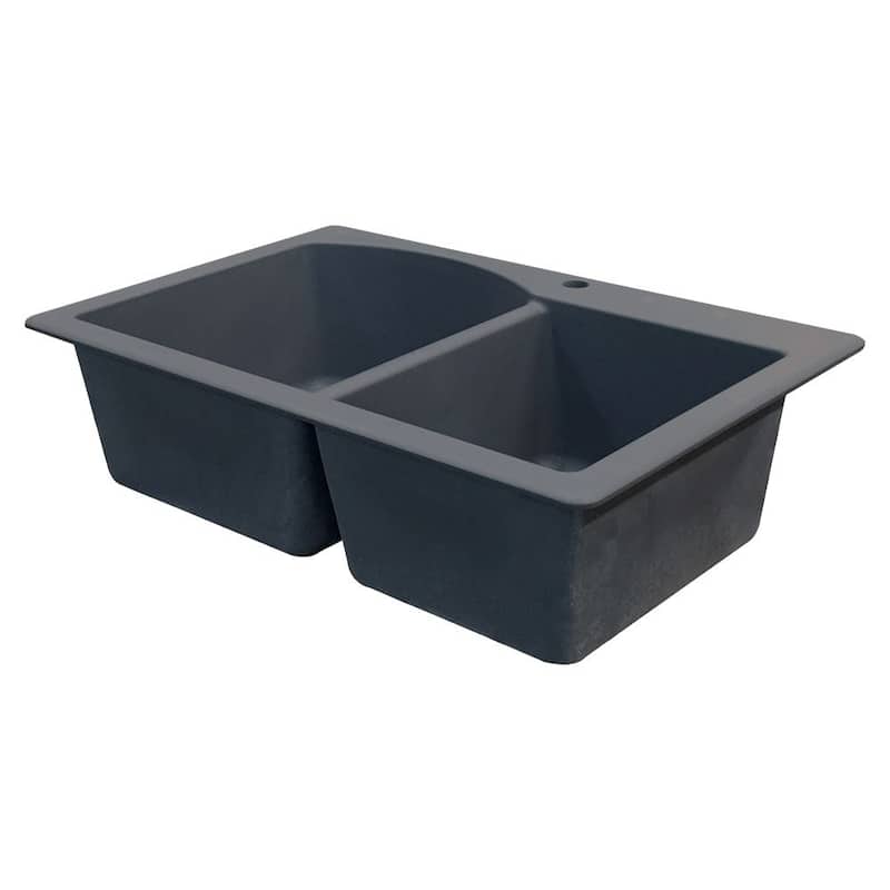 Transolid Aversa 33-in silQ Granite Drop-in Double Bowl Kitchen Sink
