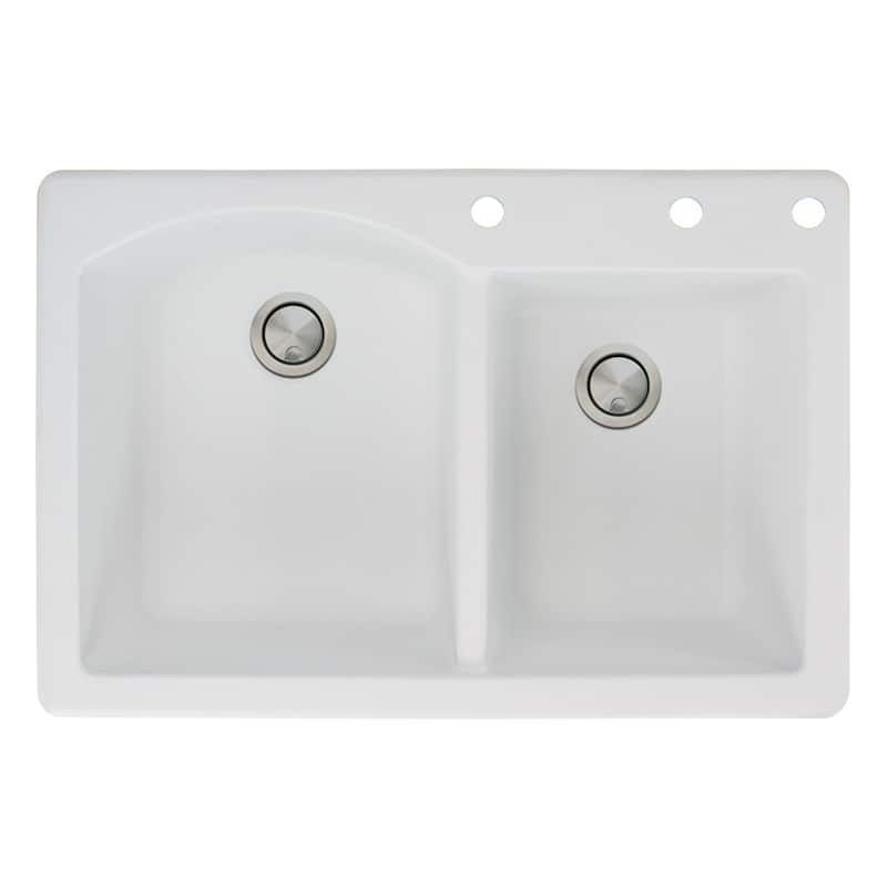 Transolid Aversa 33-in silQ Granite Drop-in Double Bowl Kitchen Sink