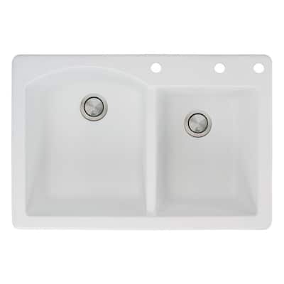 Transolid Aversa 33-in silQ Granite Drop-in Double Bowl Kitchen Sink
