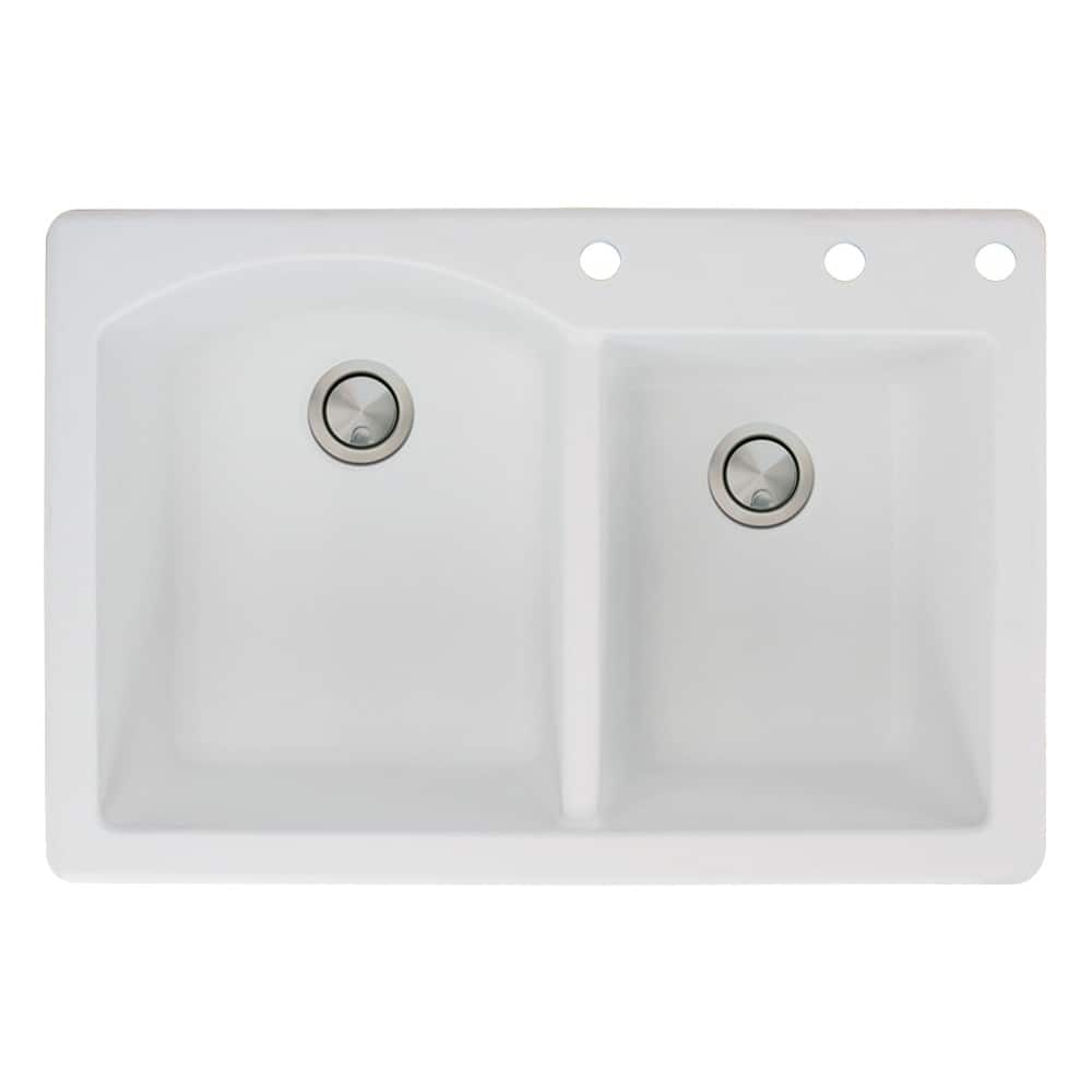 Transolid Aversa 33-in silQ Granite Drop-in Double Bowl Kitchen Sink