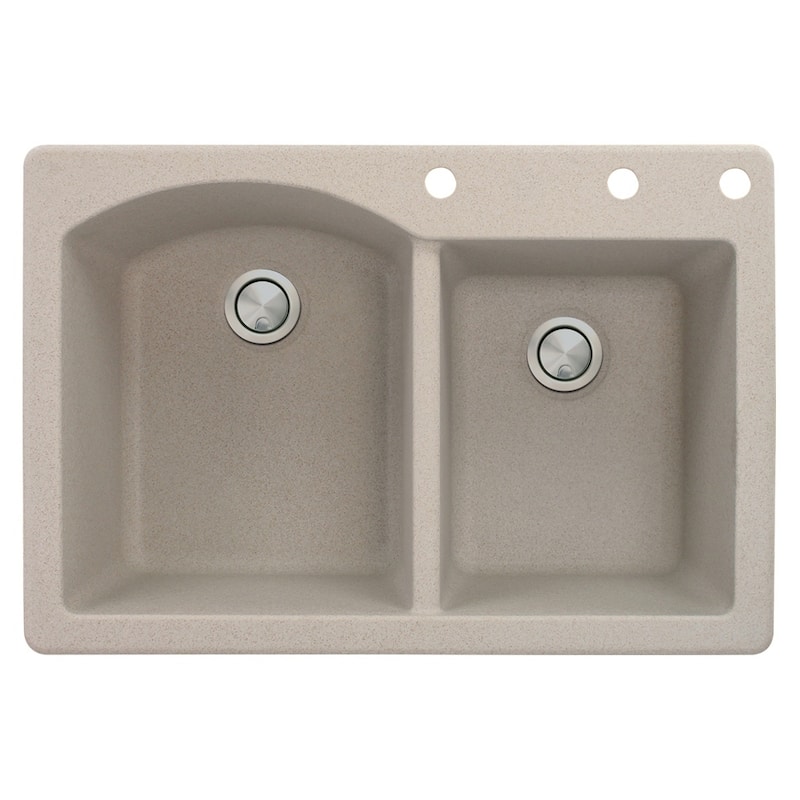 Transolid Aversa 33-in silQ Granite Drop-in Double Bowl Kitchen Sink - 3 - Cafe Latte