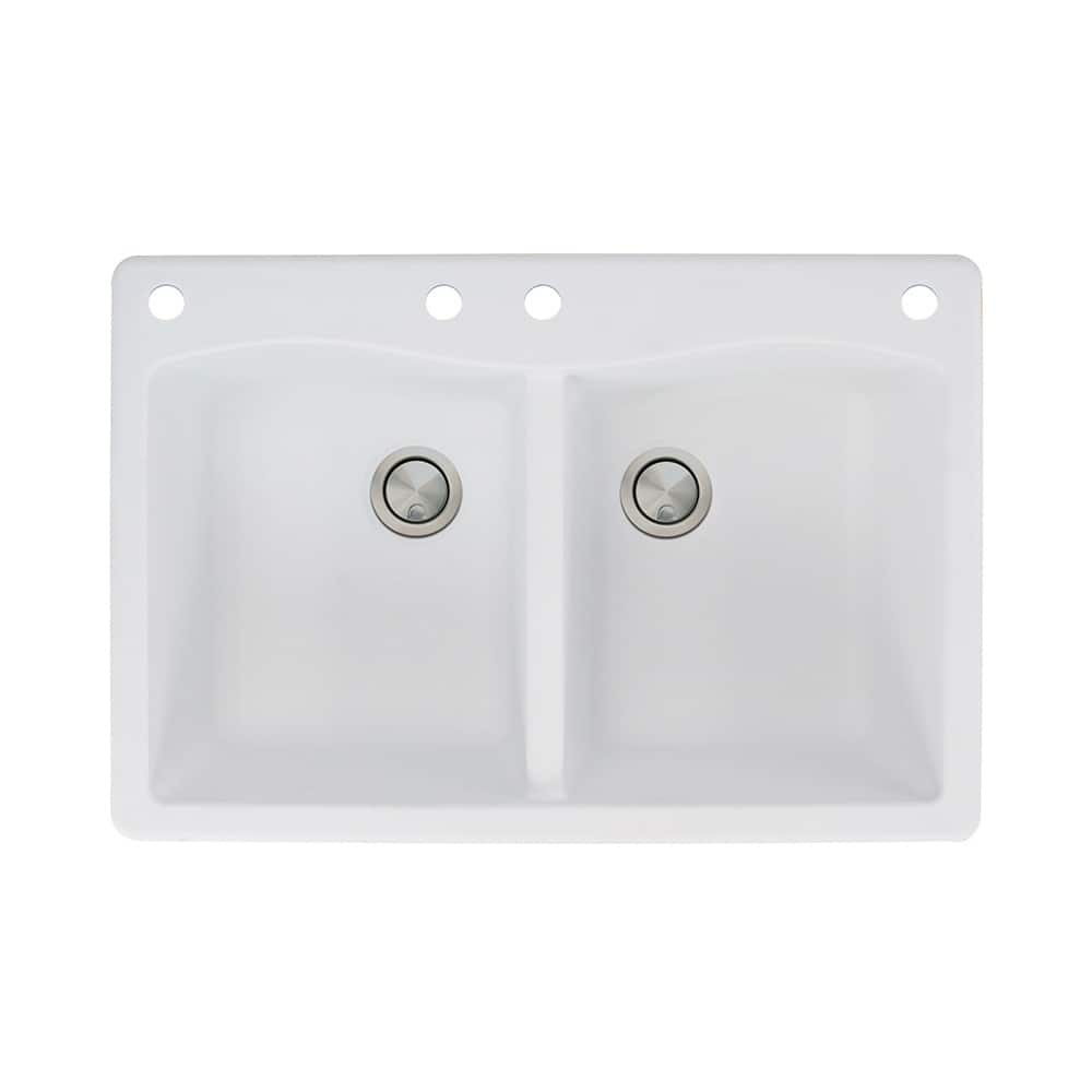 Transolid Aversa 33-in silQ Granite Drop-in Double Bowl Kitchen Sink