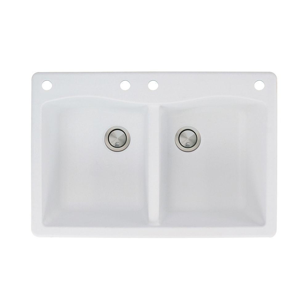 Transolid Aversa 33-in silQ Granite Drop-in Double Bowl Kitchen Sink