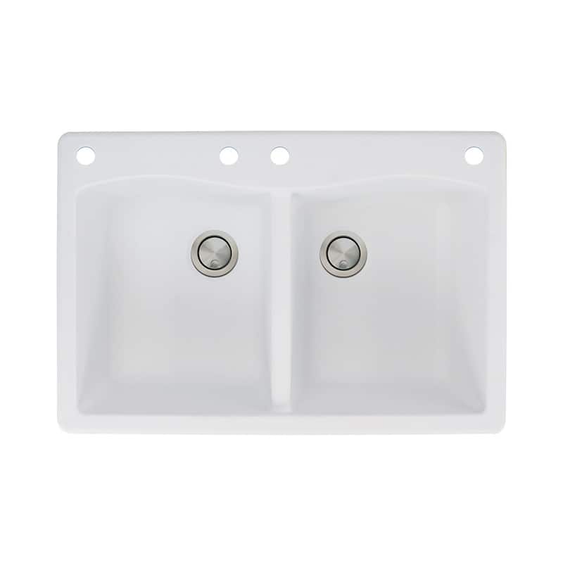 Transolid Aversa 33-in silQ Granite Drop-in Double Bowl Kitchen Sink