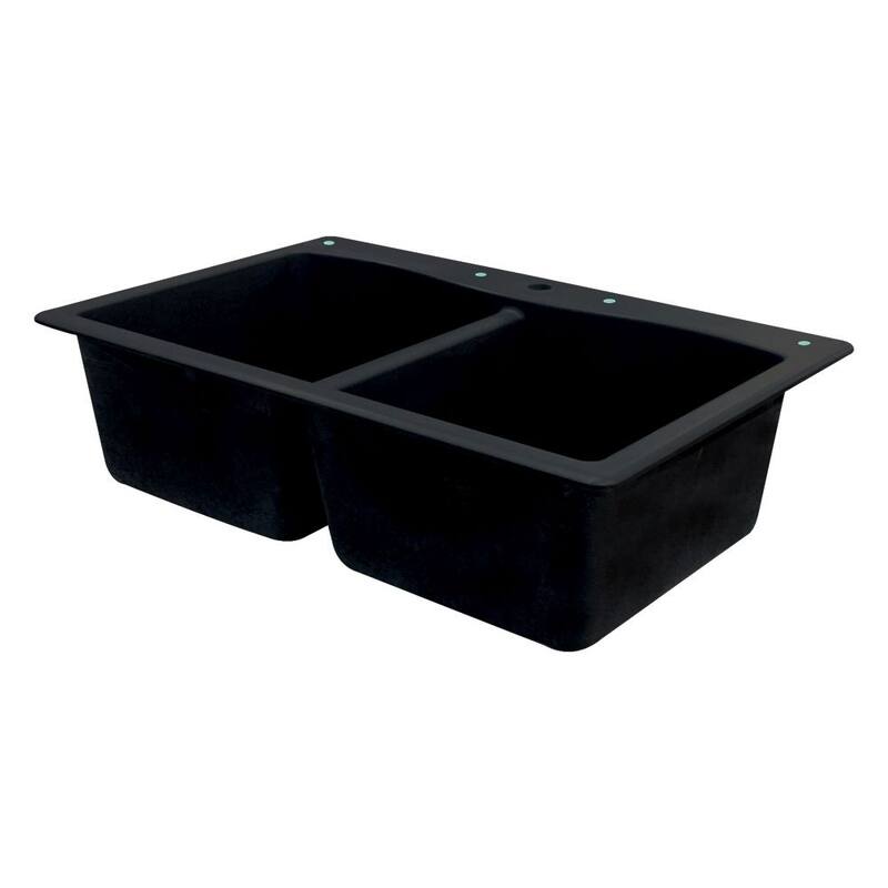 Transolid Aversa 33-in silQ Granite Drop-in Double Bowl Kitchen Sink