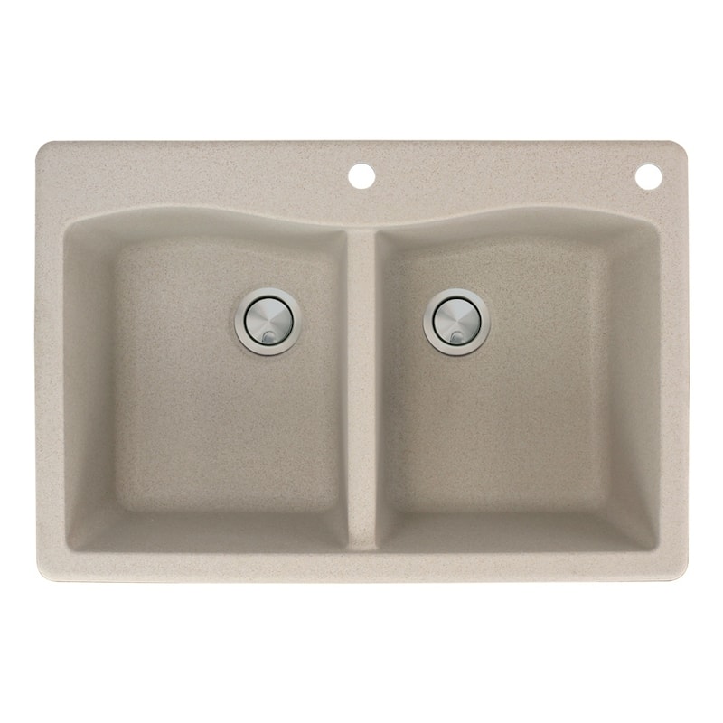 Transolid Aversa 33-in silQ Granite Drop-in Double Bowl Kitchen Sink