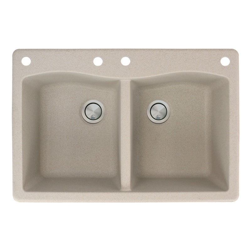 Transolid Aversa 33-in silQ Granite Drop-in Double Bowl Kitchen Sink
