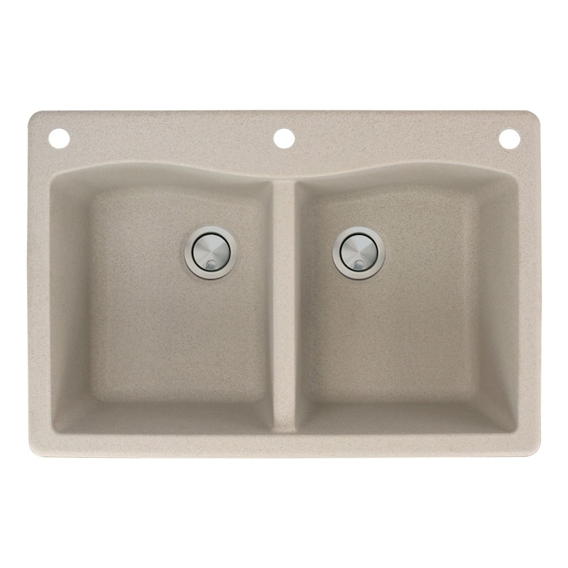 Transolid Aversa 33-in silQ Granite Drop-in Double Bowl Kitchen Sink