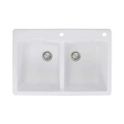 Transolid Aversa 33-in silQ Granite Drop-in Double Bowl Kitchen Sink