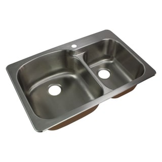 Transolid Classic 33-in 18 Gauge Drop-in Double Bowl Kitchen Sink