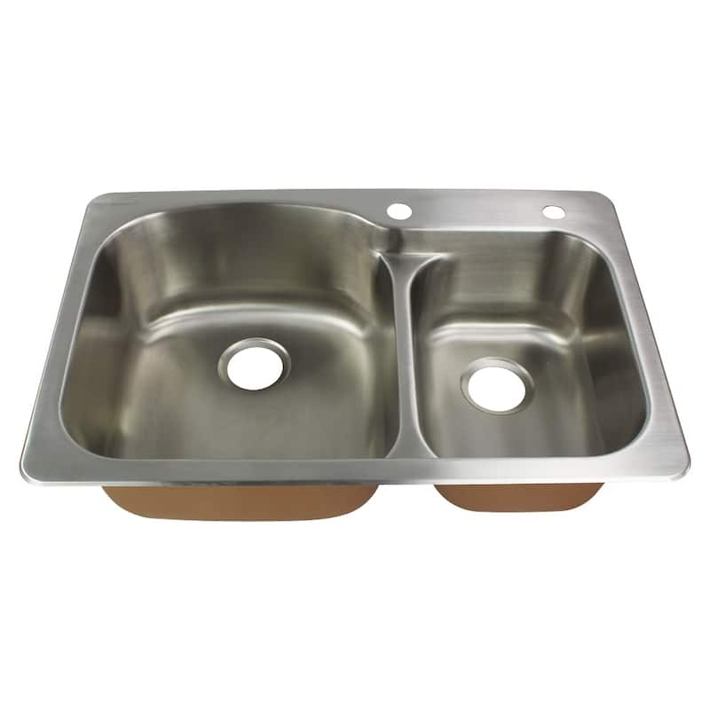 Transolid Classic 33-in 18 Gauge Drop-in Double Bowl Kitchen Sink
