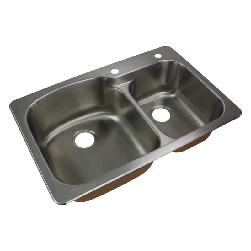 Transolid Classic 33-in 18 Gauge Drop-in Double Bowl Kitchen Sink - 2