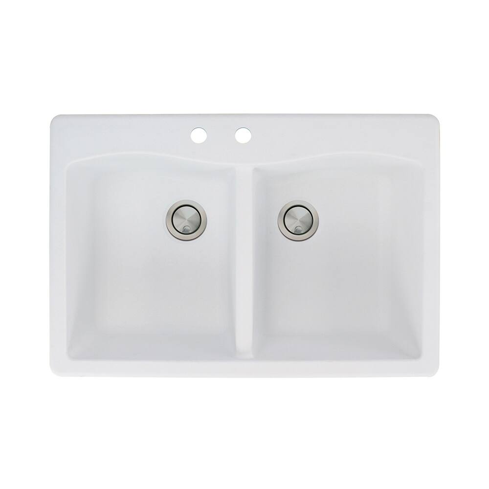 Transolid Aversa 33-in silQ Granite Drop-in Double Bowl Kitchen Sink