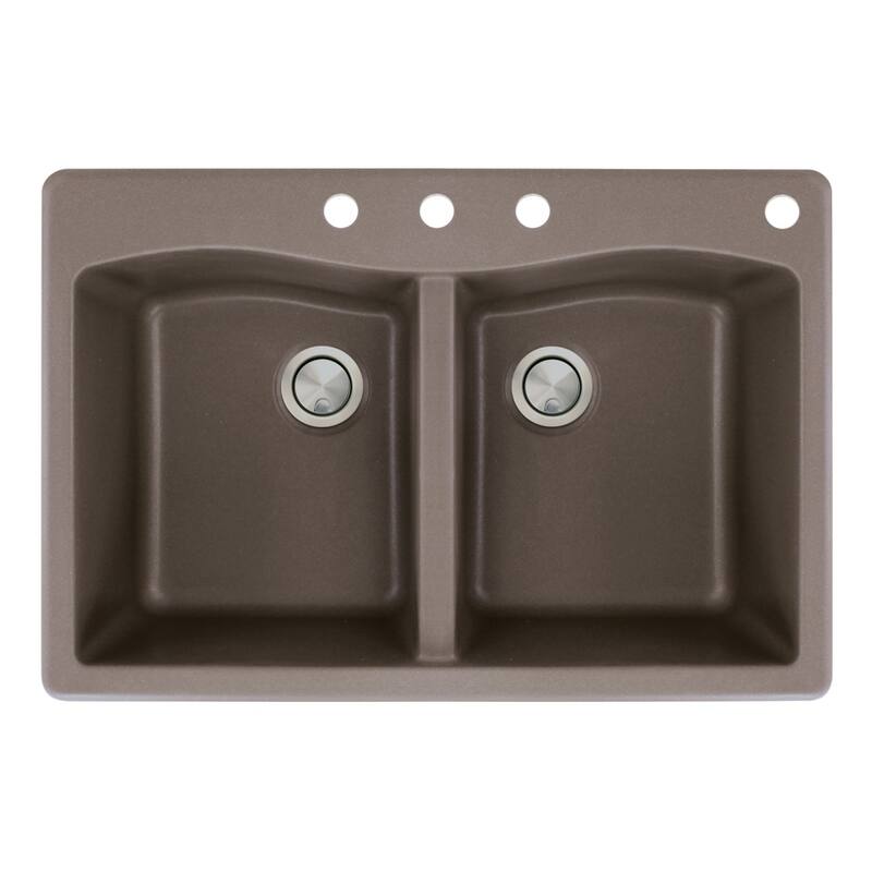 Transolid Aversa 33-in silQ Granite Drop-in Double Bowl Kitchen Sink - 4 - Espresso