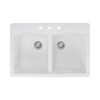 Transolid Aversa 33-in silQ Granite Drop-in Double Bowl Kitchen Sink