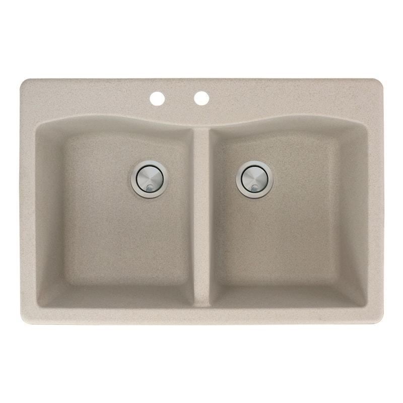 Transolid Aversa 33-in silQ Granite Drop-in Double Bowl Kitchen Sink