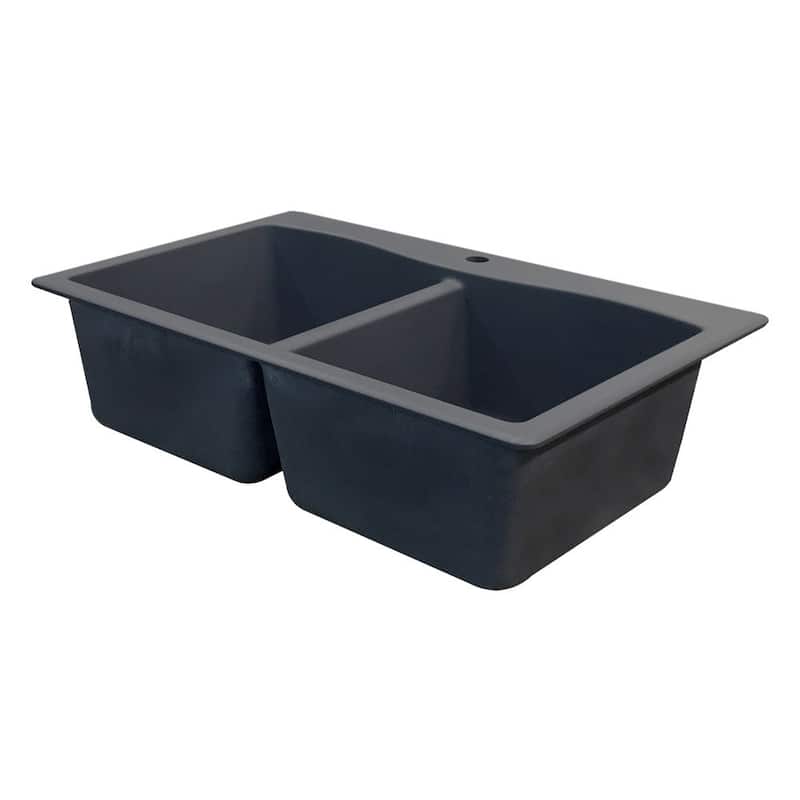 Transolid Aversa 33-in silQ Granite Drop-in Double Bowl Kitchen Sink