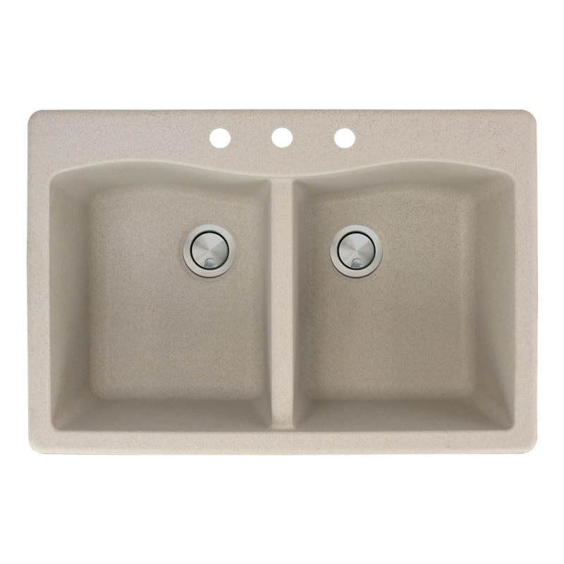 Transolid Aversa 33-in silQ Granite Drop-in Double Bowl Kitchen Sink