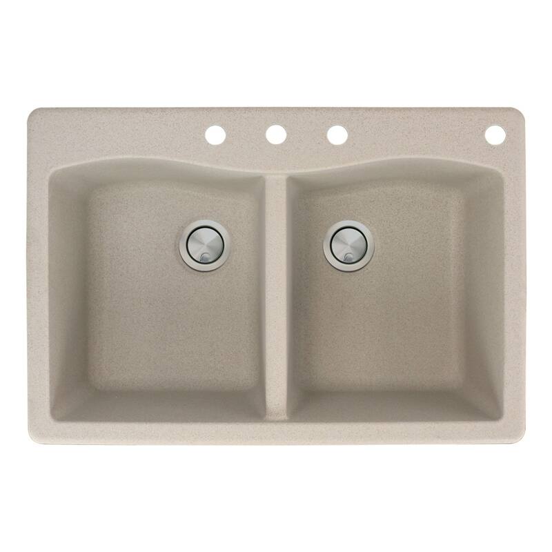Transolid Aversa 33-in silQ Granite Drop-in Double Bowl Kitchen Sink