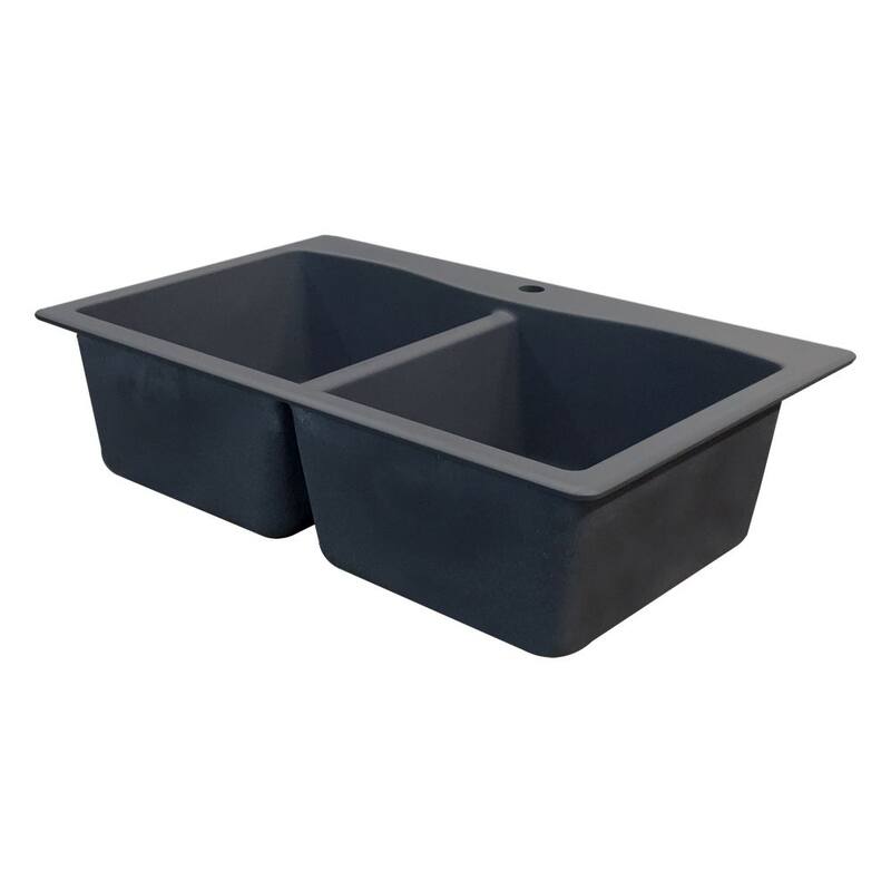 Transolid Aversa 33-in silQ Granite Drop-in Double Bowl Kitchen Sink