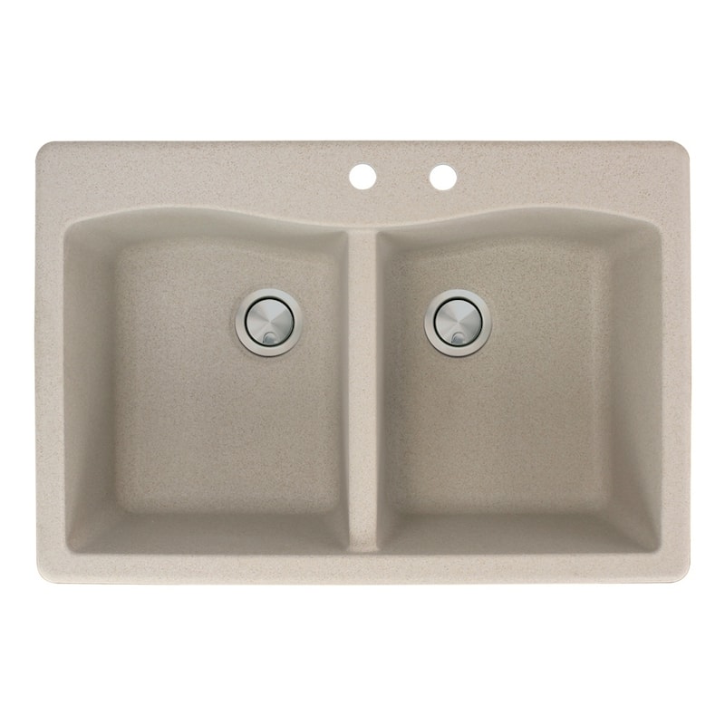Transolid Aversa 33-in silQ Granite Drop-in Double Bowl Kitchen Sink