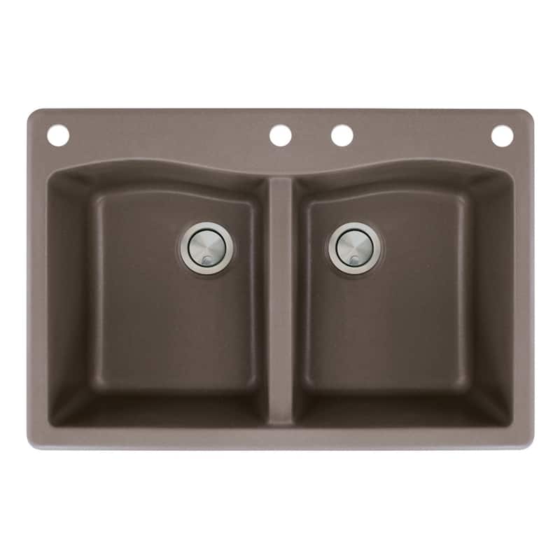 Transolid Aversa 33-in silQ Granite Drop-in Double Bowl Kitchen Sink - 4 - Espresso