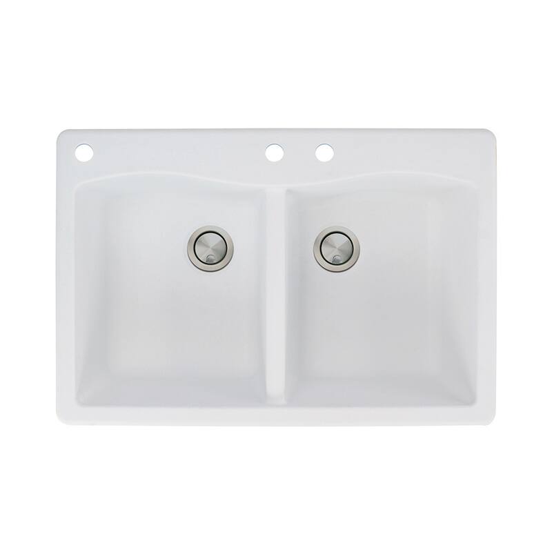 Transolid Aversa 33-in silQ Granite Drop-in Double Bowl Kitchen Sink