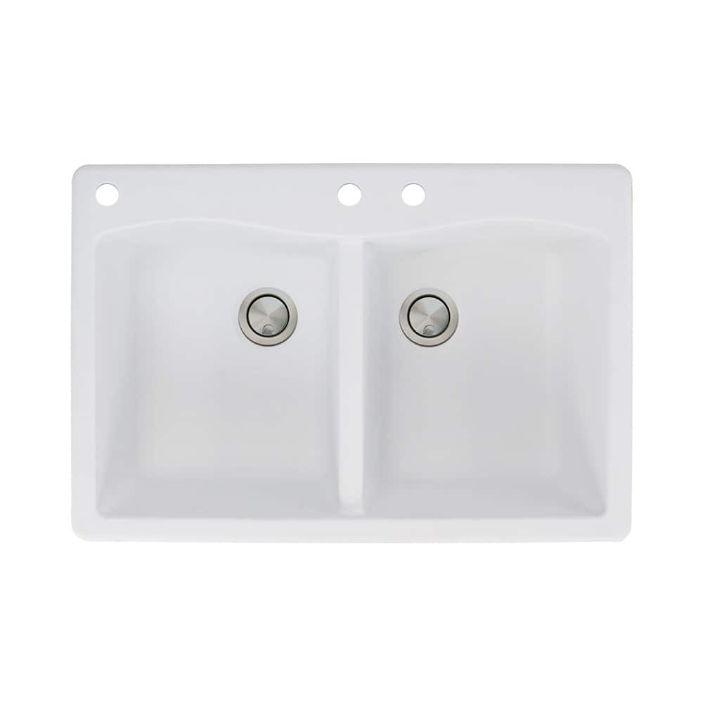 Transolid Aversa 33-in silQ Granite Drop-in Double Bowl Kitchen Sink
