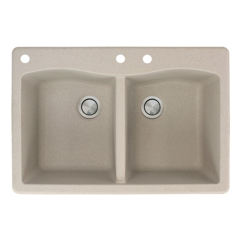 Transolid Aversa 33-in silQ Granite Drop-in Double Bowl Kitchen Sink