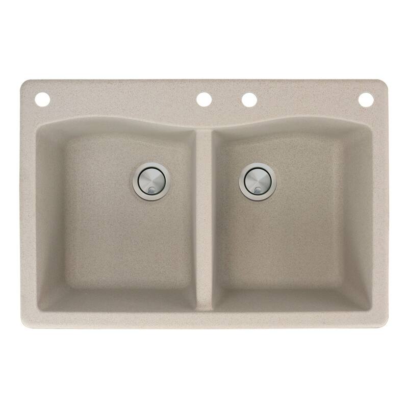 Transolid Aversa 33-in silQ Granite Drop-in Double Bowl Kitchen Sink