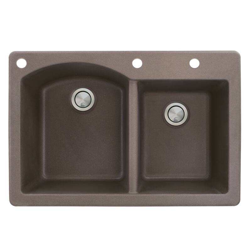 Transolid Aversa 33-in silQ Granite Drop-in Double Bowl Kitchen Sink - 3 - Espresso