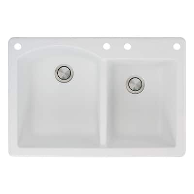 Transolid Aversa 33-in silQ Granite Drop-in Double Bowl Kitchen Sink